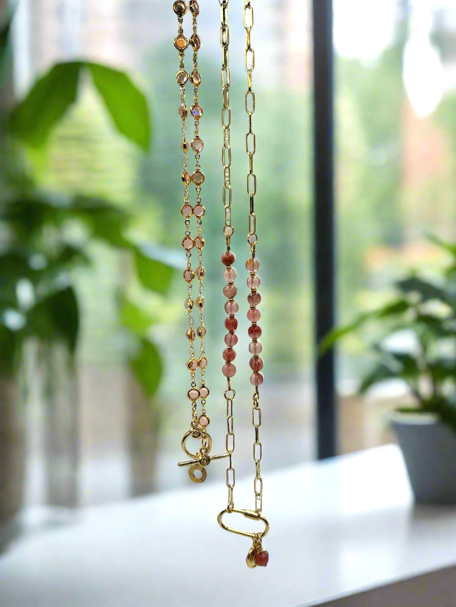 Pink Champagne - Beaded Chain Necklace