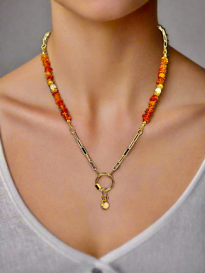 Gilded Amber - Beaded Chain Necklace