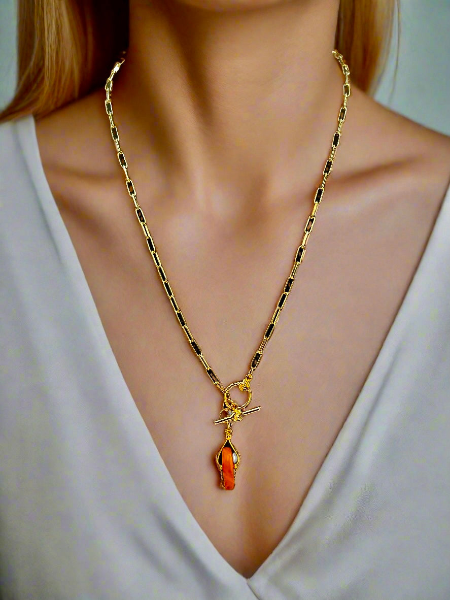 Gilded Amber - Beaded Chain Necklace