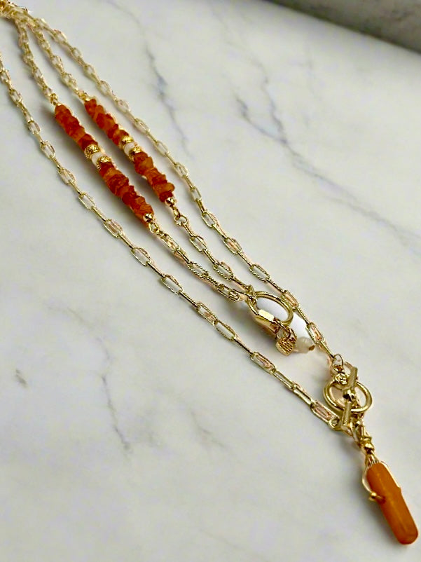 Gilded Amber - Beaded Chain Necklace