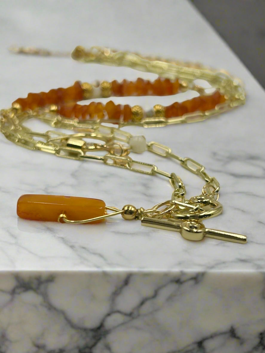 Gilded Amber - Beaded Chain Necklace