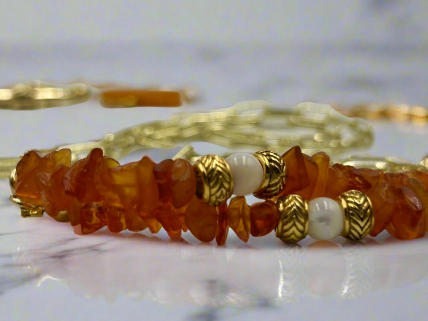 Gilded Amber - Beaded Chain Necklace