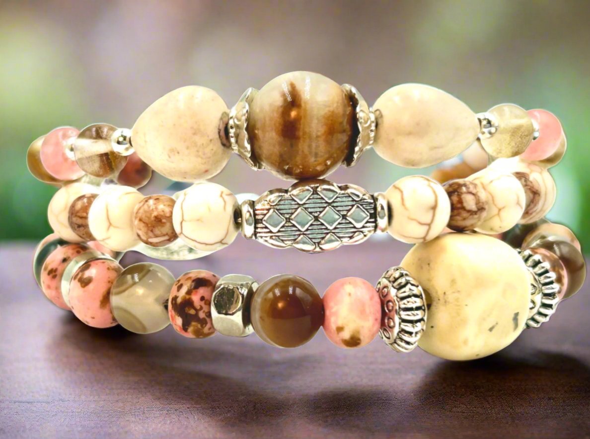 Earthy Pinks - Memory Wrap Bracelet