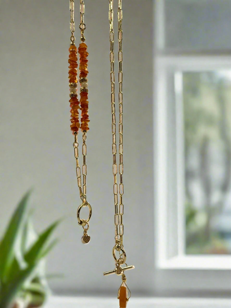 Gilded Amber - Beaded Chain Necklace