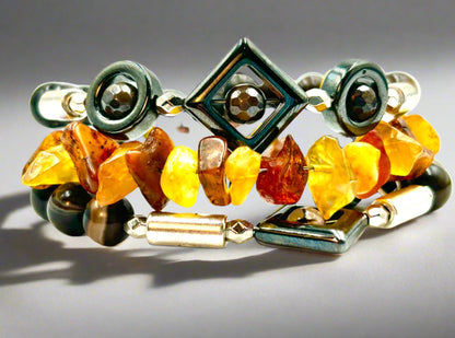 Abstract Amber - Memory Wrap Bracelet