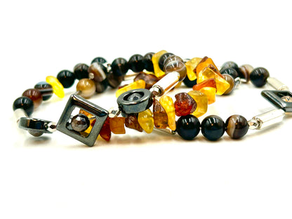 Abstract Amber - Memory Wrap Bracelet