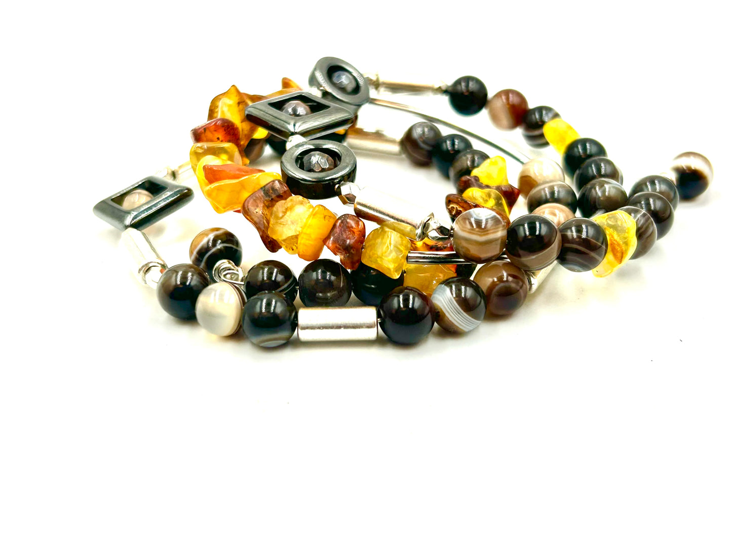 Abstract Amber - Memory Wrap Bracelet