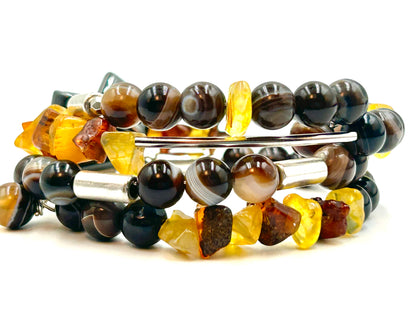 Abstract Amber - Memory Wrap Bracelet