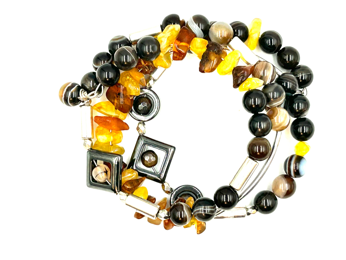 Abstract Amber - Memory Wrap Bracelet