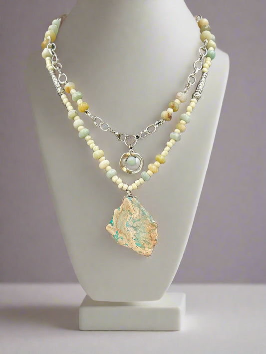 Natural Swirl - Beaded Chain Necklace