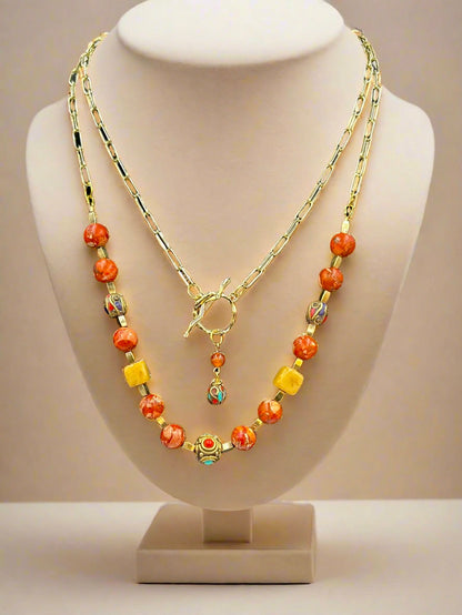 Sun-Kissed  - Beaded Chain Necklace