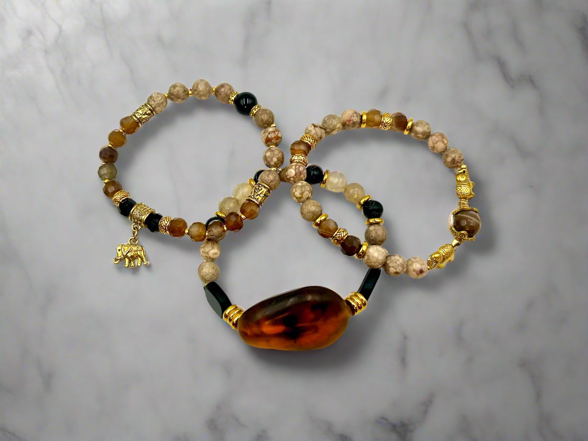 Cognac Sunrise  - 3 Piece Bracelet Set