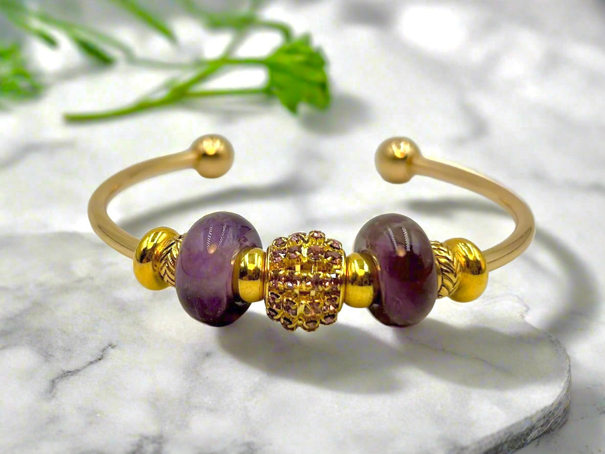 Amethyst Sparkle - Single Cuff Bangle