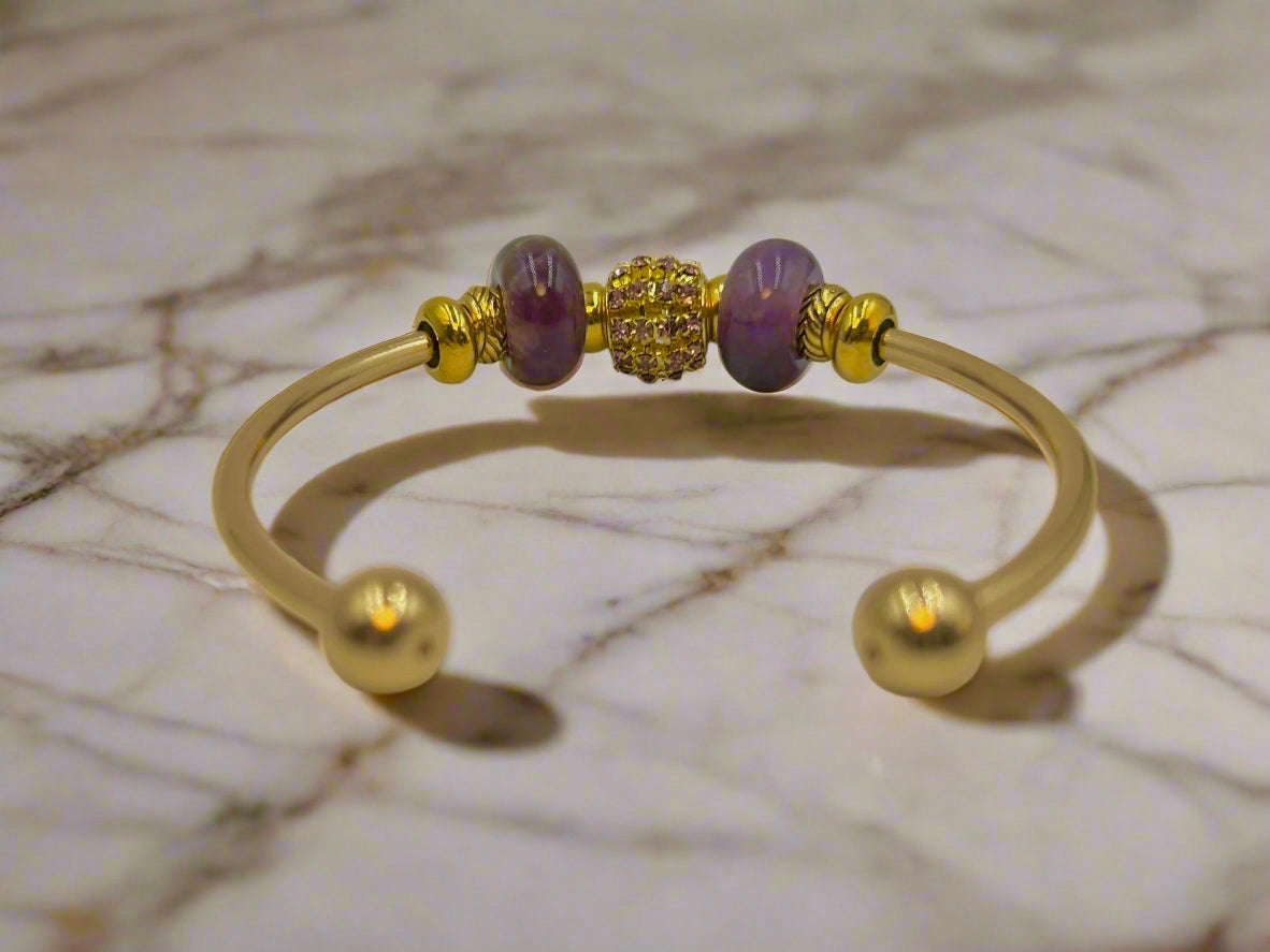 Amethyst Sparkle - Single Cuff Bangle