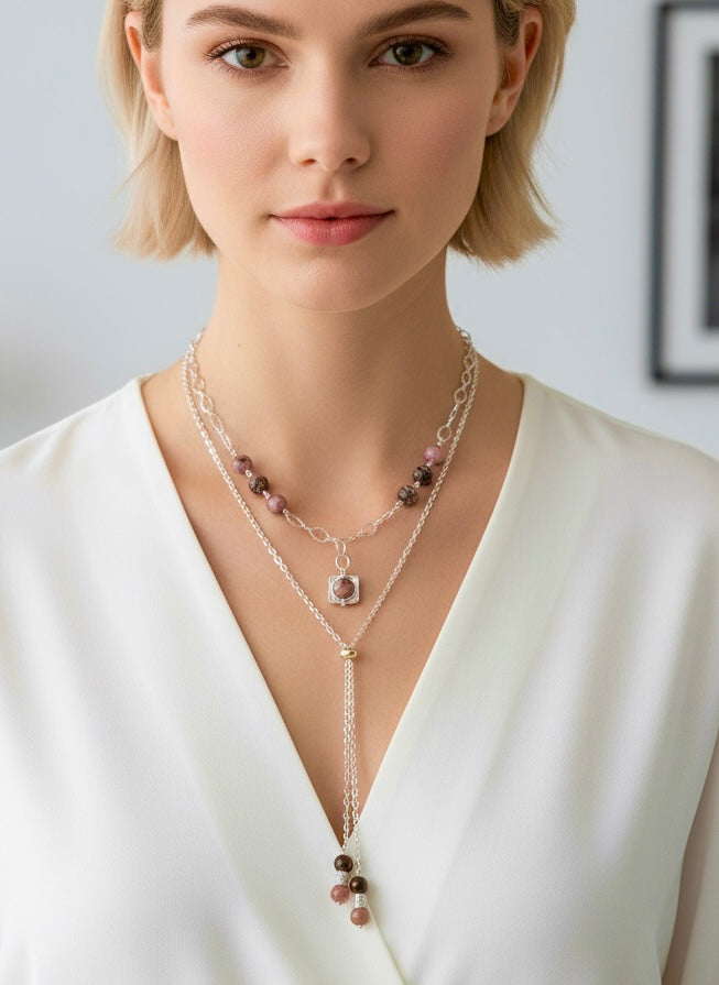 Rose Noir - Beaded Chain Necklace