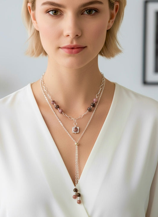 Rose Noir - Beaded Chain Necklace