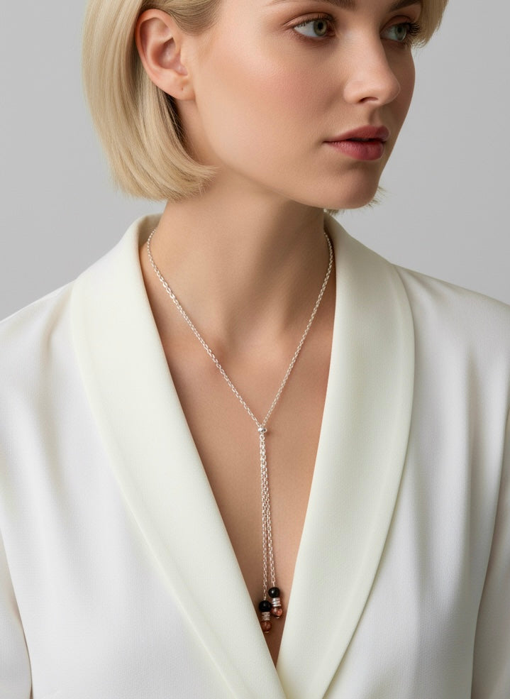 Rose Noir - Beaded Chain Necklace