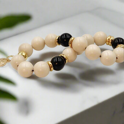 Creamy Fossil - Single Strand Bracelet