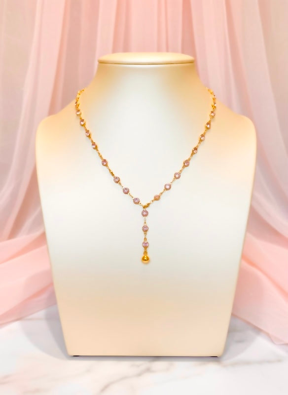 Pink Champaign - Beaded Chain Necklace