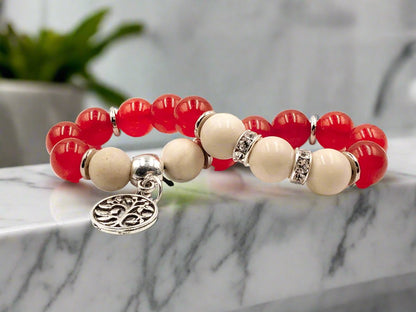 Coral Glow - Single Strand Bracelet