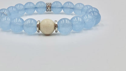 Powder Blue Jade - Single Strand Bracelet