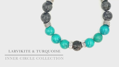 Larvikite & Turquoise - Single Strand Bracelet