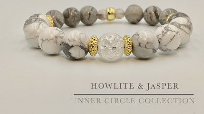 Howlite & Jasper- Single Strand Bracelet