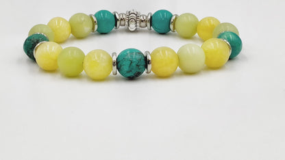 Turquoise & Lemon - Single Strand Bracelet