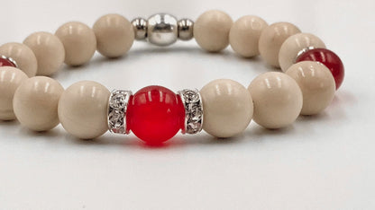 Fossil & Crimson - Single Strand Bracelet