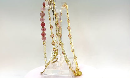 Pink Champagne - Beaded Chain Necklace